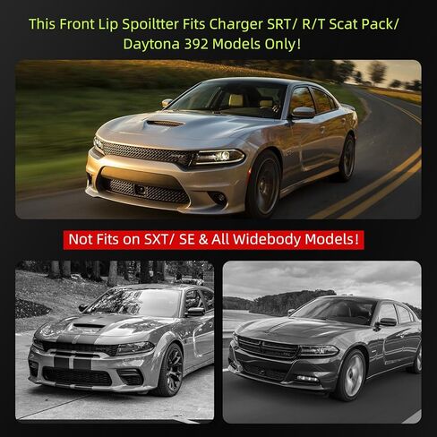 Front Bumper Lip Splitter Spoiler Compatible with Dodge Charger SRT Hellcat/RT Scat Pack/Daytona/RT 392 2015-2023 Accessories Air Chin Body Kit (Matte Black) in Saudi Arabia