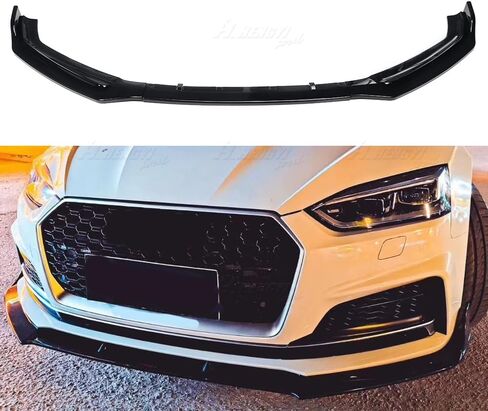 Front Bumper Lip Fit for Audi A5 B9 2017-2018,3 PCS Front Bumper Lip Body Kit Spoiler Compatible with Audi A5 B9 2017-2018 Front Splitter, Gloss Black in Kuwait