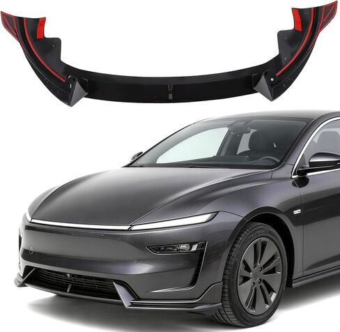 Front Lip for Tesla Model Y Juniper 2025 2026 V Style Glossy Black(Not fit for Performance) in Kuwait