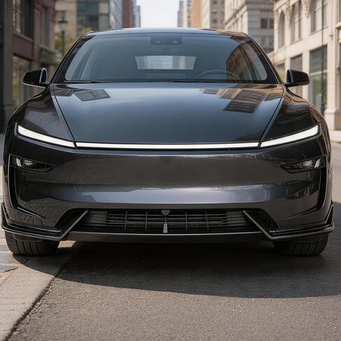 Front Lip for Tesla Model Y Juniper 2025 2026 V Style Glossy Black(Not fit for Performance) in Kuwait