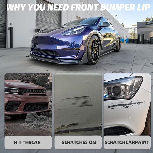 Front Lip for Tesla Model Y Juniper 2025 2026 V Style Glossy Black(Not fit for Performance) in Kuwait