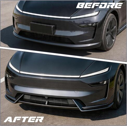 Front Lip for Tesla Model Y Juniper 2025 2026 V Style Glossy Black(Not fit for Performance) in Kuwait