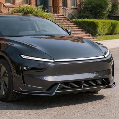 Front Lip for Tesla Model Y Juniper 2025 2026 V Style Glossy Black(Not fit for Performance) in Kuwait