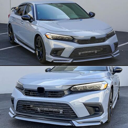 Front Lip Compatibility with 2022-2024 Civic Yofer Style Front Bumper Chin Lip Splitter Spoiler Kit Black Sonic Gray in Saudi Arabia