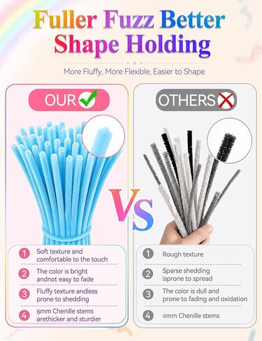 RQAYE 1600Pcs Pipe Cleaner Flower kit, Pipe Cleaners Craft with Handle,16 Colors Flower Making Kit with Chenille Stems,Art and Craft Supplies in Saudi Arabia