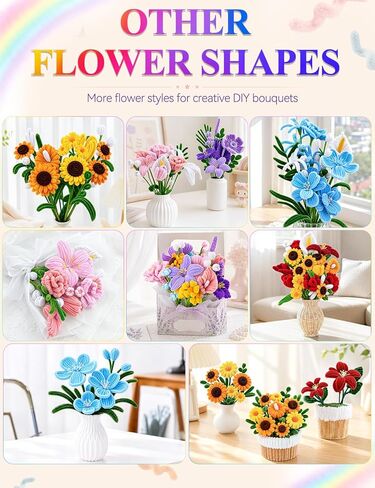 RQAYE 1600Pcs Pipe Cleaner Flower kit, Pipe Cleaners Craft with Handle,16 Colors Flower Making Kit with Chenille Stems,Art and Craft Supplies in Saudi Arabia