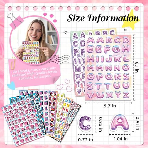 1100+ Alphabet Stickers for Junk Journals, Fun & Colorful Craft Letter Stickers for Scrapbooking Supplies, DIY Decorative, and Laptop Journaling in Saudi Arabia