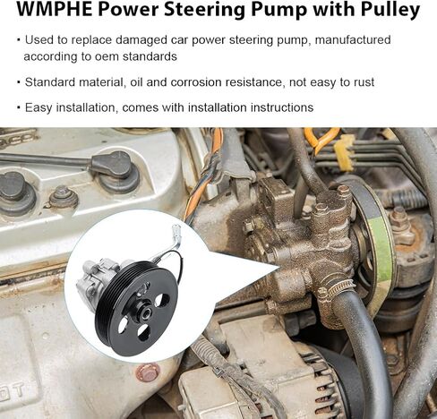 WMPHE Power Steering Pump with Pulley Compatible with Hyundai Genesis Coupe 2.0L L4 2010 2011 2012 2013, Replacement for 571002M000, 21-504 in Saudi Arabia
