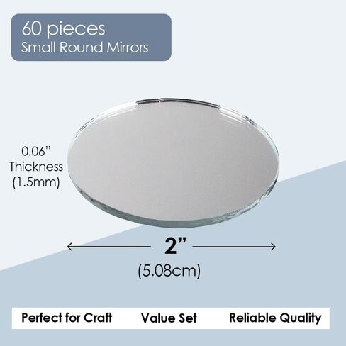 Craft And Party, 12 pcs 5" Round Glass Mirror, Craft Mirror Cricle Tiles for Table and Wall Deocration, Art Supplies DIY Craft Projecy,Wedding Banquet Table Centerpieces, Rounded Smooth Edges in Saudi Arabia