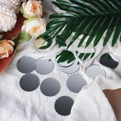 Craft And Party, 12 pcs 5" Round Glass Mirror, Craft Mirror Cricle Tiles for Table and Wall Deocration, Art Supplies DIY Craft Projecy,Wedding Banquet Table Centerpieces, Rounded Smooth Edges in Saudi Arabia