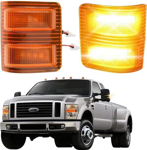 استبدال ضوء مرآة الإشارة لـ 2008-2016 Ford F250 F350 F450 F550 Super Duty Amber Lens LED الجانب مرآة مصباح علامة بدوره إشارة وتشغيل ضوء ما بعد البيع الوامض، 2 جهاز كمبيوتر شخصى in Kuwait