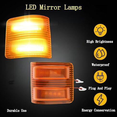 استبدال ضوء مرآة الإشارة لـ 2008-2016 Ford F250 F350 F450 F550 Super Duty Amber Lens LED الجانب مرآة مصباح علامة بدوره إشارة وتشغيل ضوء ما بعد البيع الوامض، 2 جهاز كمبيوتر شخصى in Kuwait