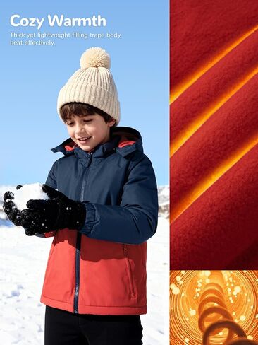 Boys Winter Coats Waterproof Breathable Snowboarding Ski Jackets Fleece Lined Hooded Rain Coat for Kids in Saudi Arabia