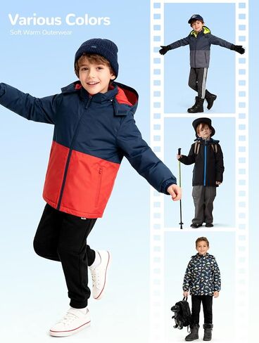 Boys Winter Coats Waterproof Breathable Snowboarding Ski Jackets Fleece Lined Hooded Rain Coat for Kids in Saudi Arabia