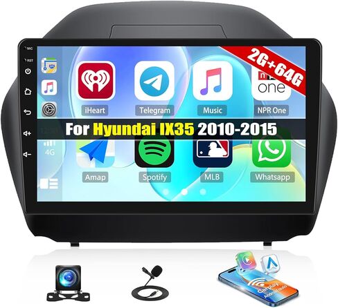 SIXWIN Android 13 Car Stereo for Hyundai Tucson IX35 2010-2015 Radio 10.1 inch Touch Screen Wireless CarPlay Android Auto Mirror Link 2G+32G Bluetooth FM 26UI WiFi EQ GPS Navigation Backup Camera MIC in Saudi Arabia