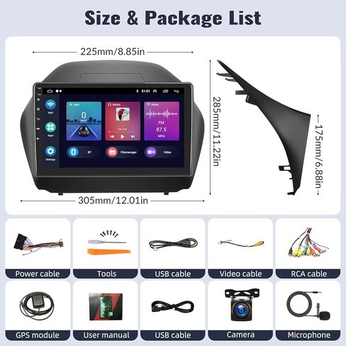 SIXWIN Android 13 Car Stereo for Hyundai Tucson IX35 2010-2015 Radio 10.1 inch Touch Screen Wireless CarPlay Android Auto Mirror Link 2G+32G Bluetooth FM 26UI WiFi EQ GPS Navigation Backup Camera MIC in Saudi Arabia
