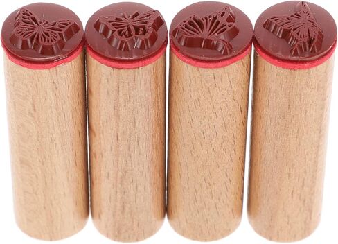 Healifty Mooncake Stamp Wood 4 قطع خشبية مطاطية نباتية زهرة مزخرفة مثبتة على المطاط ختم مخطط مذكرات DIY Craft Diary Craft Craft سكرابوكينغ فراشة مخطط الديكور in Kuwait