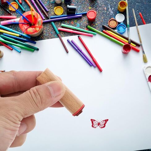 Healifty Mooncake Stamp Wood 4 قطع خشبية مطاطية نباتية زهرة مزخرفة مثبتة على المطاط ختم مخطط مذكرات DIY Craft Diary Craft Craft سكرابوكينغ فراشة مخطط الديكور in Kuwait