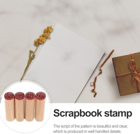 Healifty Mooncake Stamp Wood 4 قطع خشبية مطاطية نباتية زهرة مزخرفة مثبتة على المطاط ختم مخطط مذكرات DIY Craft Diary Craft Craft سكرابوكينغ فراشة مخطط الديكور in Kuwait
