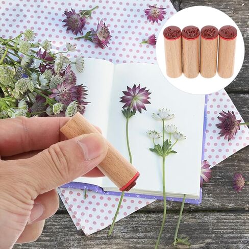 Healifty Mooncake Stamp Wood 4 قطع خشبية مطاطية نباتية زهرة مزخرفة مثبتة على المطاط ختم مخطط مذكرات DIY Craft Diary Craft Craft سكرابوكينغ فراشة مخطط الديكور in Kuwait