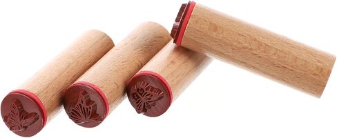 Healifty Mooncake Stamp Wood 4 قطع خشبية مطاطية نباتية زهرة مزخرفة مثبتة على المطاط ختم مخطط مذكرات DIY Craft Diary Craft Craft سكرابوكينغ فراشة مخطط الديكور in Kuwait