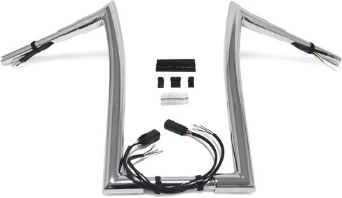 SKULL PIVOT- 1.5" Fat Chrome 16" Rise Pre wired Miter Cut Ape Hanger Handlebar Compatible with H-D 2008-2013 Road King FLHR PreDrilled Handlebars in Saudi Arabia