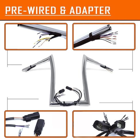SKULL PIVOT- 1.5" Fat Chrome 16" Rise Pre wired Miter Cut Ape Hanger Handlebar Compatible with H-D 2008-2013 Road King FLHR PreDrilled Handlebars in Saudi Arabia