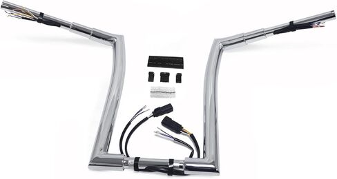 SKULL PIVOT- 1.5" Fat Chrome 16" Rise Pre wired Miter Cut Ape Hanger Handlebar Compatible with H-D 2008-2013 Road King FLHR PreDrilled Handlebars in Saudi Arabia