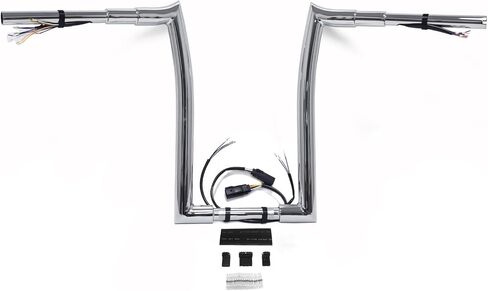 SKULL PIVOT- 1.5" Fat Chrome 16" Rise Pre wired Miter Cut Ape Hanger Handlebar Compatible with H-D 2008-2013 Road King FLHR PreDrilled Handlebars in Saudi Arabia