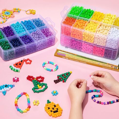 9000 قطعة من خرز المهر من Umikk، 30 لونًا 6 × 9 مم خرز كاندي بلاستيكي لصنع سوار DIY صناعة تجديل الشعر وسلاسل المفاتيح والمجوهرات كاندي (5.16 رطل) in Kuwait