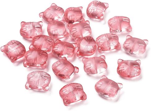 50 قطعة من الخرز الزجاجي للقطط من KISSITTY لصنع المجوهرات على شكل رأس القطة في المنتصف المحفور الزجاجي الكريستالي خرزة فاصلة للأساور والقلائد والأقراط اليدوية مع فتحة 1 مم in Kuwait