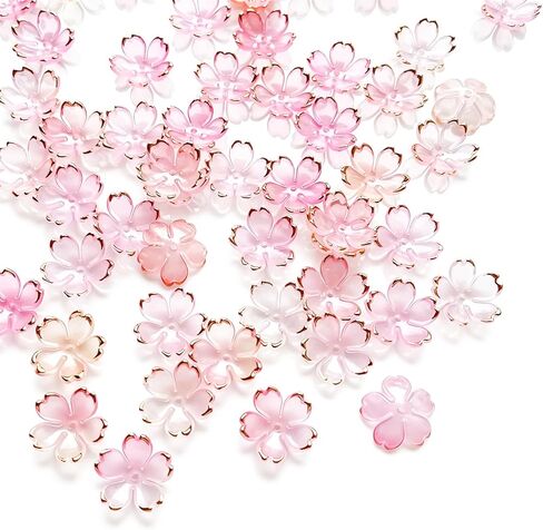 200Pcs Assorted Acrylic Flower Beads, 5-Petal Cherry Blossom Beads, Multi-Colored Floral Spacer Beads Charms for Bracelets Necklace Earring Jewelry Making and Crafting in Saudi Arabia
