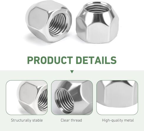 10PCS 1/2"-20 Lug Nuts, Chrome Bulge Acorn Cone Seat Wheel Nuts, Steel Closed End Lug Nuts for Trucks, SUVs & Aftermarket Wheels in Saudi Arabia