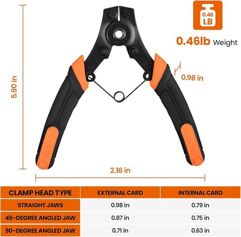 TACTIX 4 in 1 Snap Ring Pliers Set, Internal External Clip Pliers, Interchangeable Jaw Heads with Straight, 45- Degree and 90-Degree Angles in Saudi Arabia