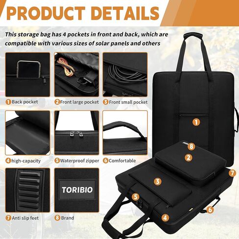 حقيبة سفر للوحة الشمسية من TORIBIO، حقيبة تخزين مبطنة محمولة للوحة الشمسية متوافقة مع Jackery SolarSaga 100W، حقيبة جيب واقية مقاومة للماء للسفر والتخييم في الهواء الطلق in Kuwait