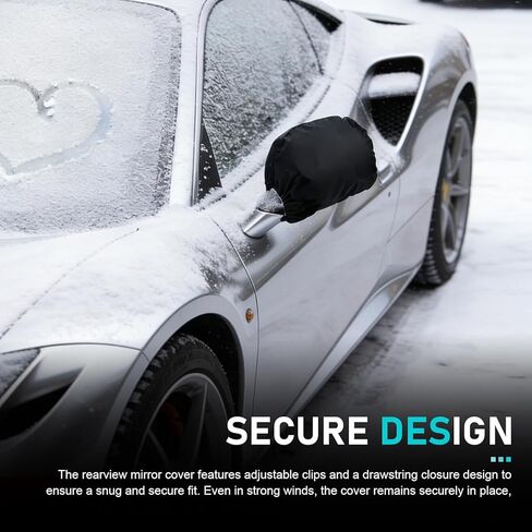 2 PCS Car Side Mirror Covers, 210D Oxford Fabric Rearview Mirror Protection Cover, Waterproof Side Mirror Protector for Snow, Ice, Bird Droppings, Universal for Most Vehicles (Black) in Kuwait