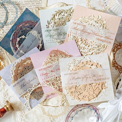 60PCS Flower Cut Outs Border Card Vintage Love Heart Butterfly Lace Star Cutouts Paper Lace for Scrapooking Supplies Kit Scrapbook Decorative Paper Card for DIY Arts Crafts Album Planner Junk in Saudi Arabia