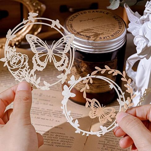 60PCS Flower Cut Outs Border Card Vintage Love Heart Butterfly Lace Star Cutouts Paper Lace for Scrapooking Supplies Kit Scrapbook Decorative Paper Card for DIY Arts Crafts Album Planner Junk in Saudi Arabia