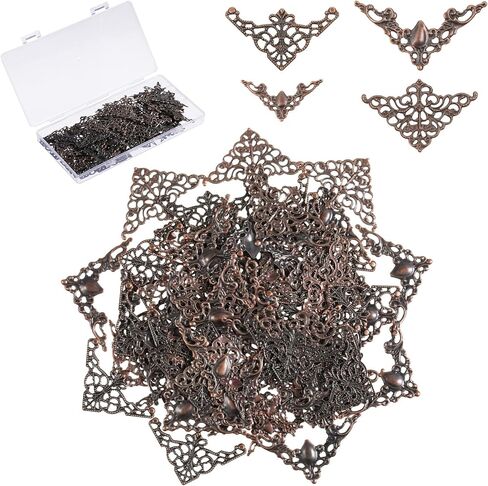100 PCS Metal Book Corner Protectors, Hollow Triangle Wrap Connector Decorative Edge Guards for Photo Scrapbook Album, Jewelry Box, DIY Craft Embellishments in Saudi Arabia