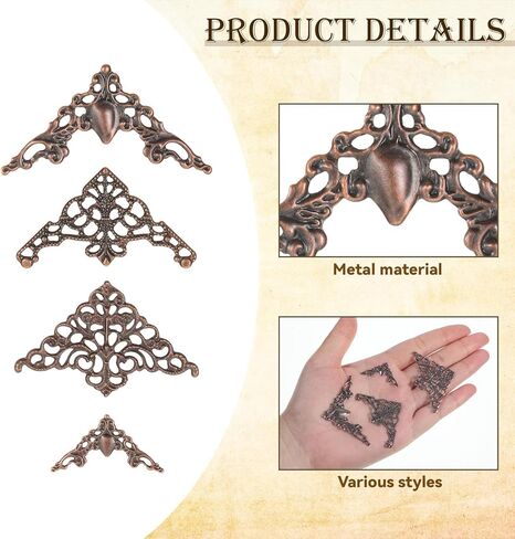 100 PCS Metal Book Corner Protectors, Hollow Triangle Wrap Connector Decorative Edge Guards for Photo Scrapbook Album, Jewelry Box, DIY Craft Embellishments in Saudi Arabia