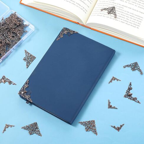 100 PCS Metal Book Corner Protectors, Hollow Triangle Wrap Connector Decorative Edge Guards for Photo Scrapbook Album, Jewelry Box, DIY Craft Embellishments in Saudi Arabia
