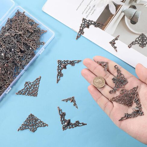 100 PCS Metal Book Corner Protectors, Hollow Triangle Wrap Connector Decorative Edge Guards for Photo Scrapbook Album, Jewelry Box, DIY Craft Embellishments in Saudi Arabia