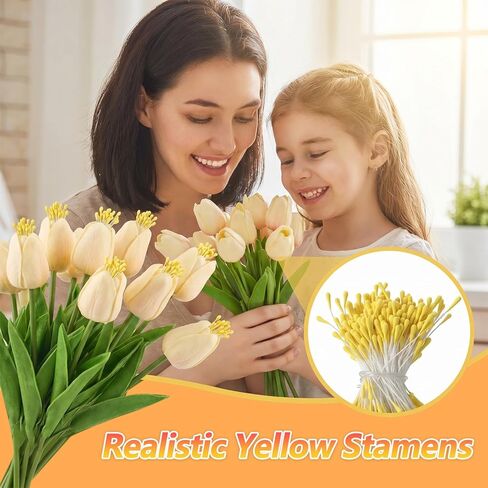 Dplolng 800 Pcs Flower Stamens,2mm Double Head Flower Stamen Artificial Floral Stamen Handmade Stamens for Flowers Making DIY Crafts Scrapbook Decoration(Yellow) in Kuwait