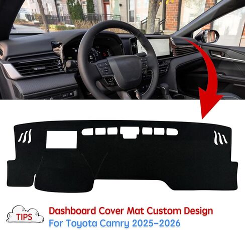 Dashboard Cover Dash Mat Pad Compatible with Toyota Camry 2025 2026 Dash Cover Protector (Black Trim) in Kuwait