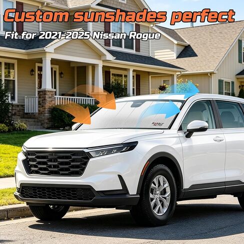 2021-2025 Rogue Windshield Sun Shade Compatible for 2021-2025 Nissan Rogue (Does Not Fit Rogue Sport) Reflective Foldable Front Sun Visor Sunshade Protector with Storage Bag Keep Interior Cool in Saudi Arabia