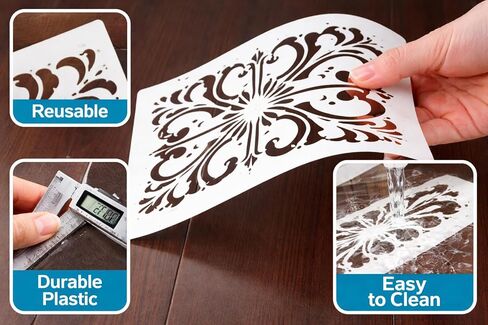 Floor Tile Stencil – Geometric Pattern Design Template Reusable Art Stencil for Painting, Wall Stenciling, Crafting and DIY Home Decor Projects in Saudi Arabia