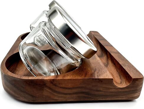 Wooden Tilting Calligraphy Pen Holder with 2 Glass Ink Bottle Container, Calligraphy Oblique Nib Holder Stand Base Set, Non-Slip Base Ink Bottle Holder for Dip Pen, Desktop Table Decoration in Kuwait