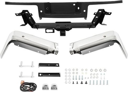 ALMULOO Rear Step Bumper Compatible with 2009 2010 2011 2012 2013 2014 Ford F150 Styleside Bed with Reverse Sensor or Not Hitch Towing Package Replacement for 9L3Z17906A-PFM Silvery in Kuwait