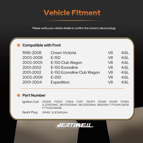 مجموعة من 8 ملفات إشعال وشمعات إشعال بلاتينية متوافقة مع Ford F150 E150 E250 Expedition Explorer Mustang Lincoln Navigator Mercury Mountaineer 1998-2008 4.6L 5.4L V8 يستبدل FD503 SP493 in Kuwait
