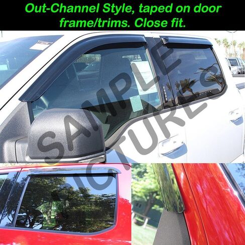 Smoked Window Visors Deflectors Rain Guards for 2014-2018 Chevrolet Silverado/GMC Sierra Double Cab Only in Kuwait
